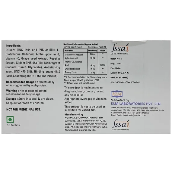 glutaderm tablet 10's